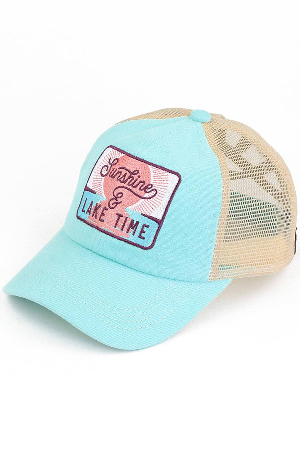C.C Women's Sunshine & Lake Time Patch Ponytail Cap
