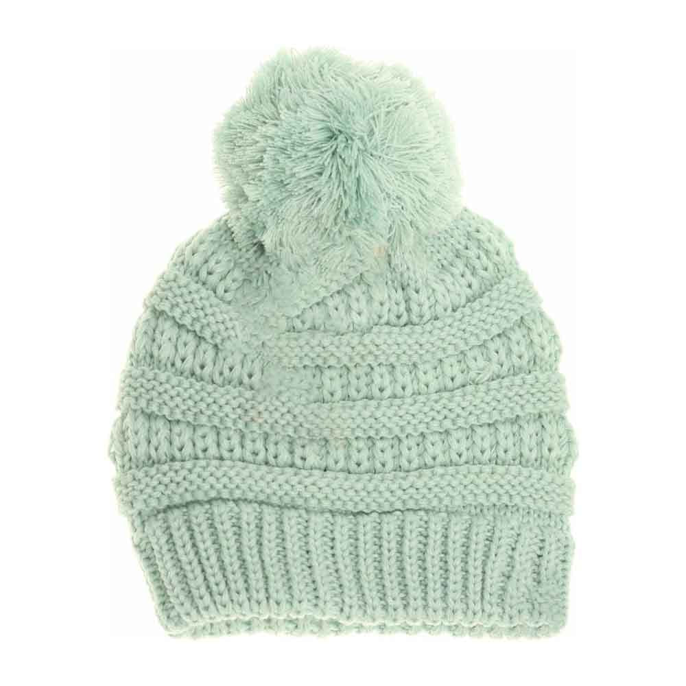 Kids Solid Pom C.C Beanies