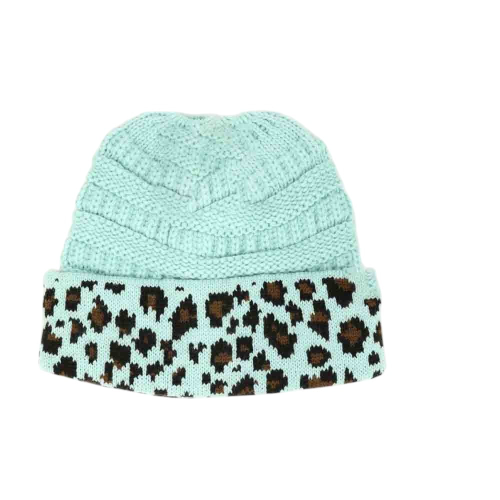 Matching Cuff Leopard Print C.C Beanie Tail