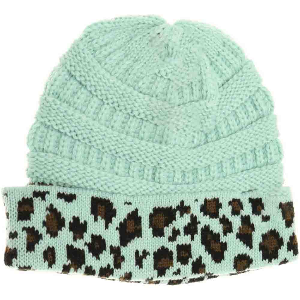 Matching Cuff Leopard Print C.C Beanie