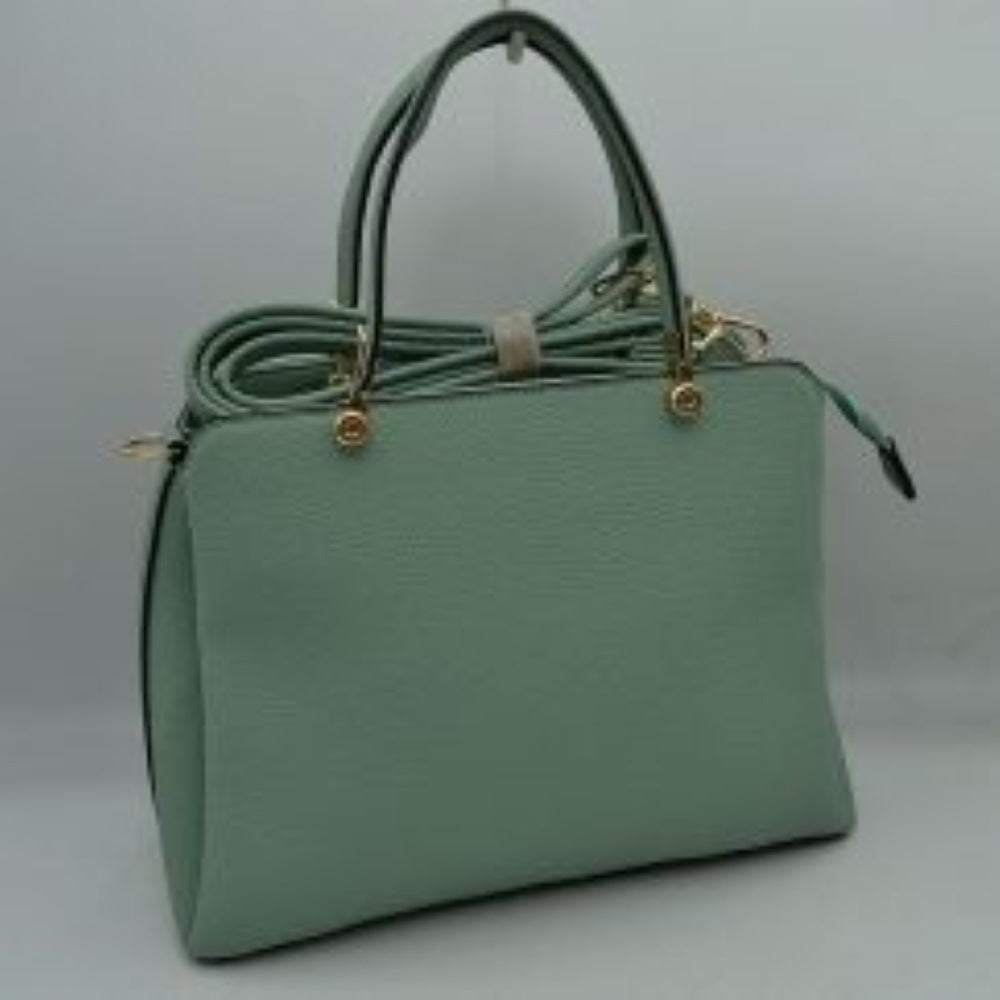 Structured Top Handle Handbag with Zipper Closures