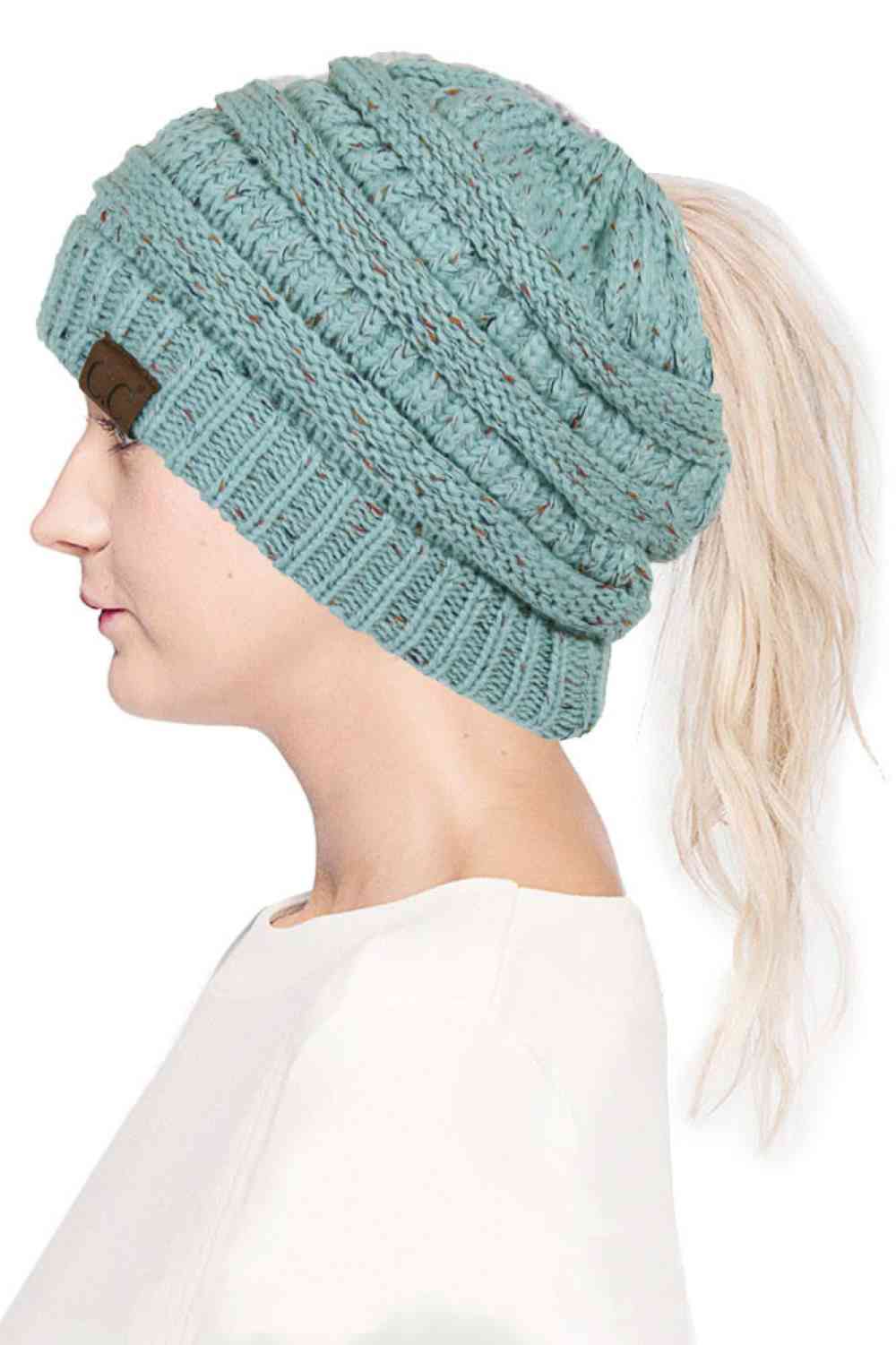C.C Confetti Ponytail Messy Bun Beanie