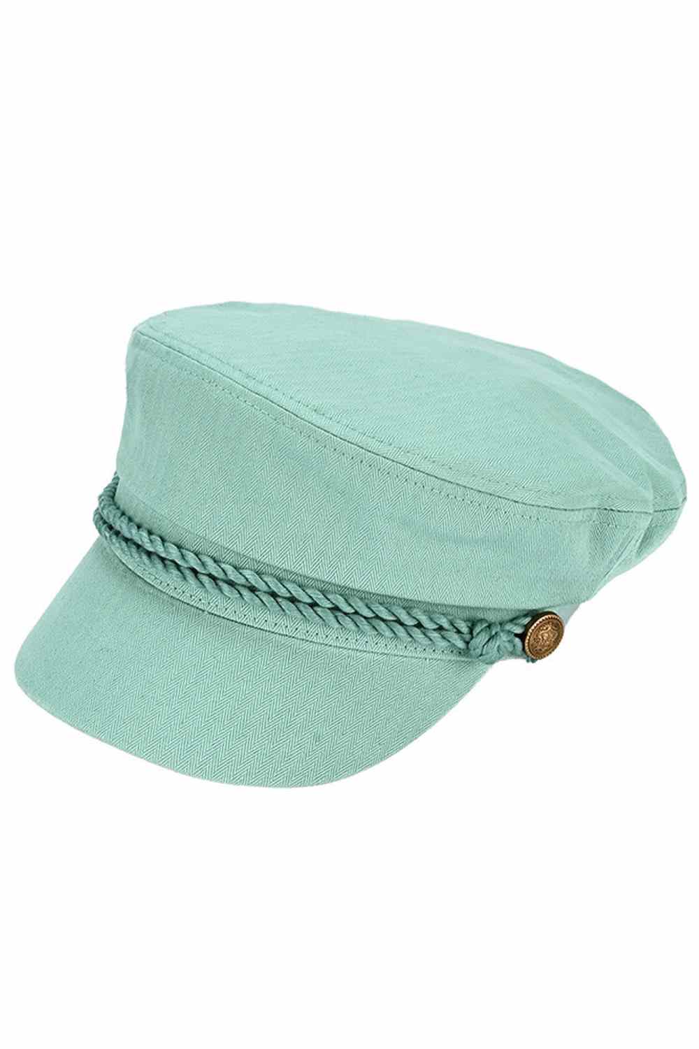 C.C Rope with Button Deco Solid Color Cotton Fish Man Cap