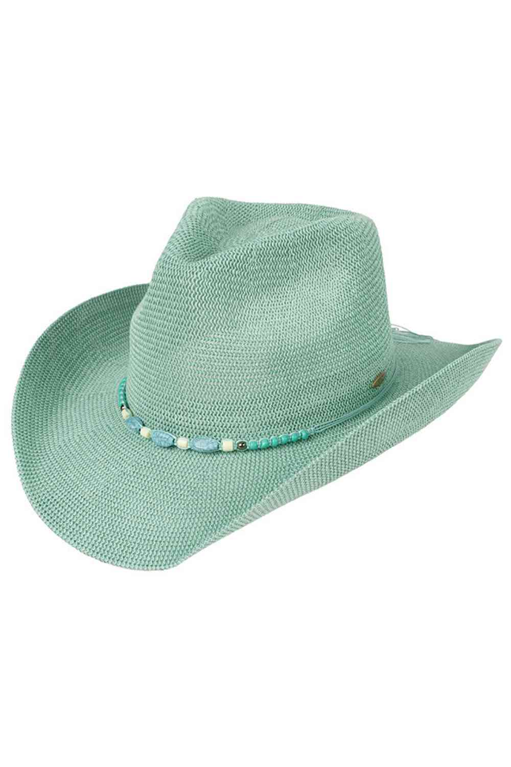 C.C Turquoise Stone with Beaded String Band Cowboy Hat