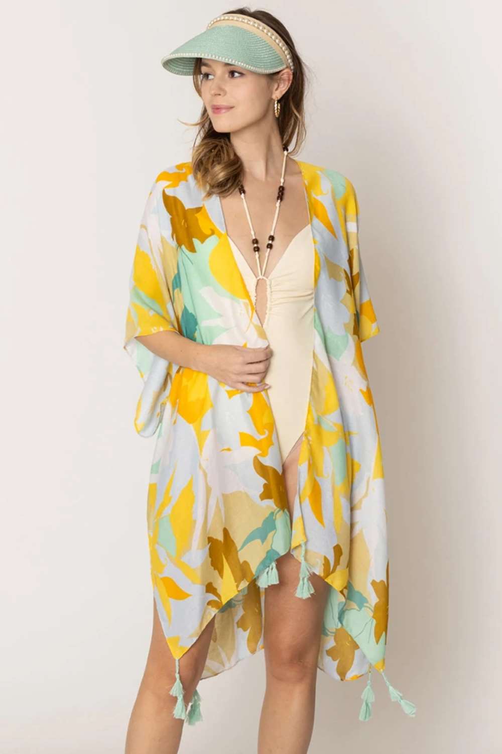 Stunning Floral Print Tassel Kimono