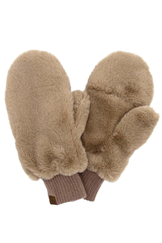 C.C Women's Faux Fur Pop Top Mittens Gloves Shepherd Lining
