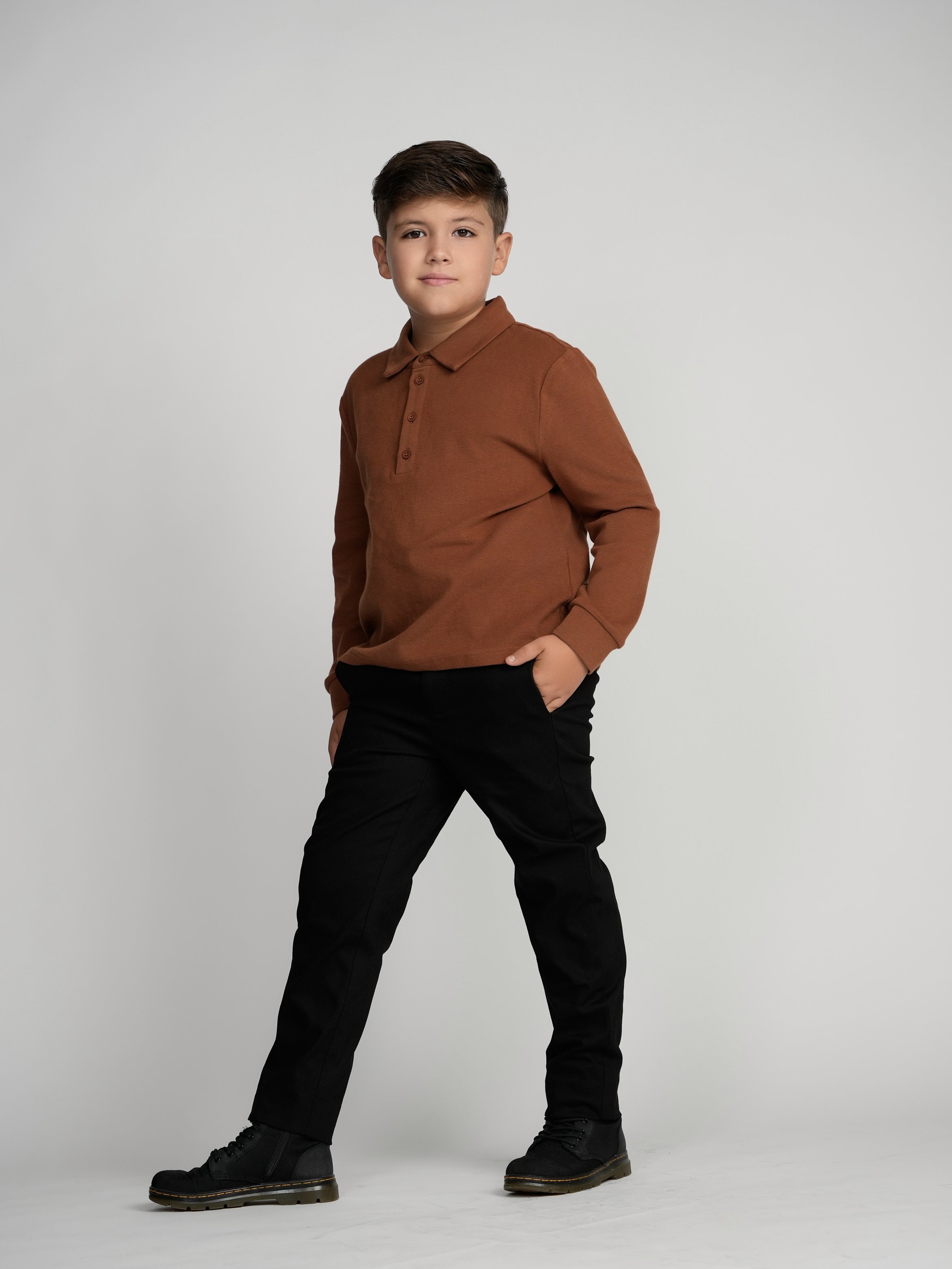 Cinnamon Cuffed Polo (Long Sleeve)