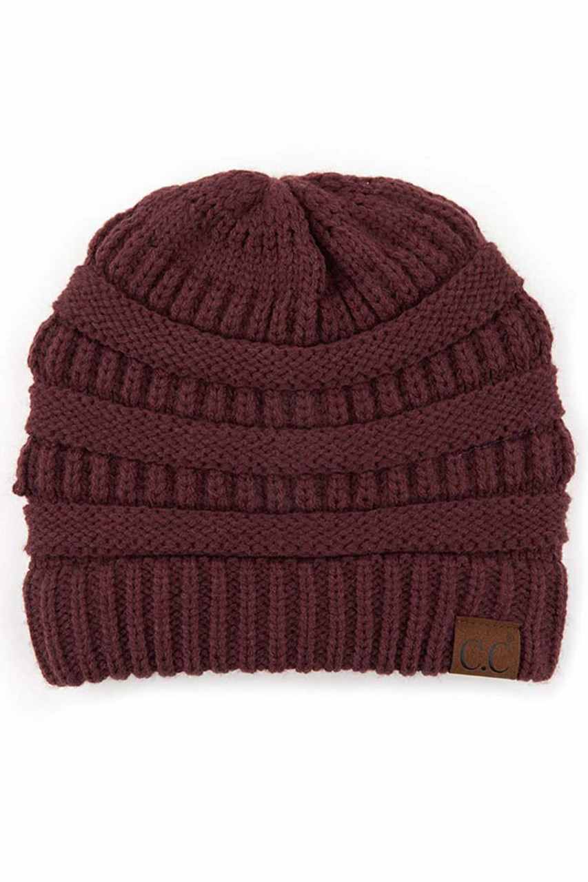 C.C Women's Ribbed Knit Solid Color Beanie
