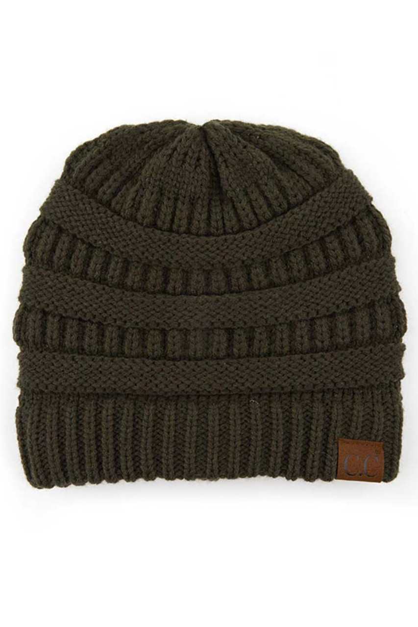 C.C Women's Ribbed Knit Solid Color Beanie