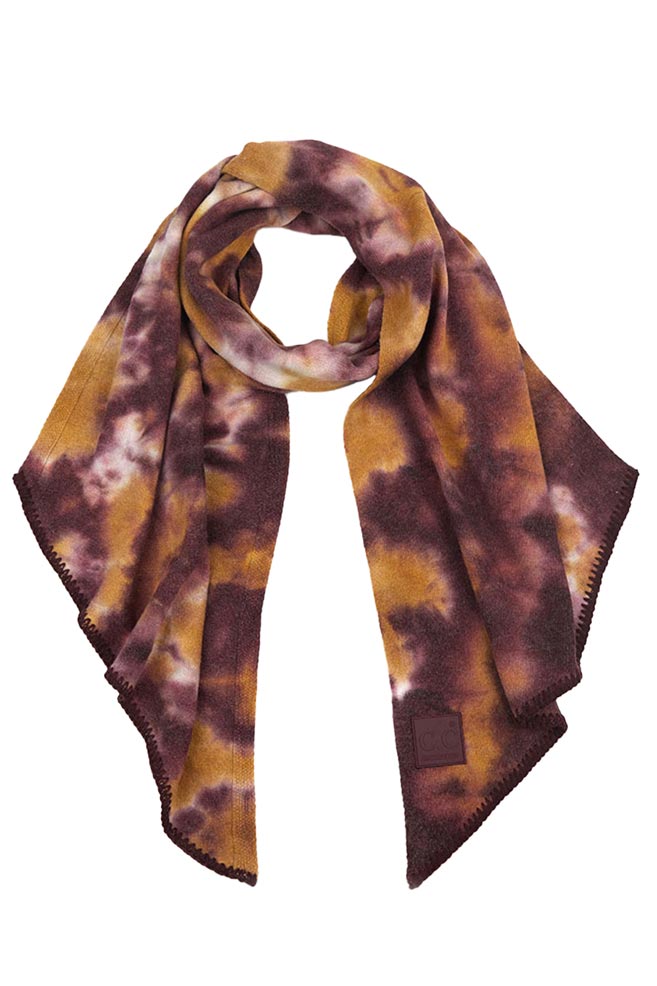 C.C Tie Dye Bias Cut Scarf With Rubber Patch