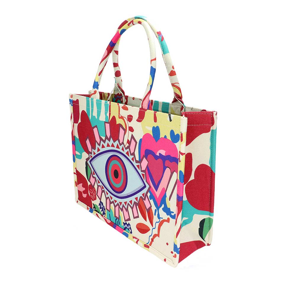 Evil Eye Hamsa Hand Printed Tote Bag