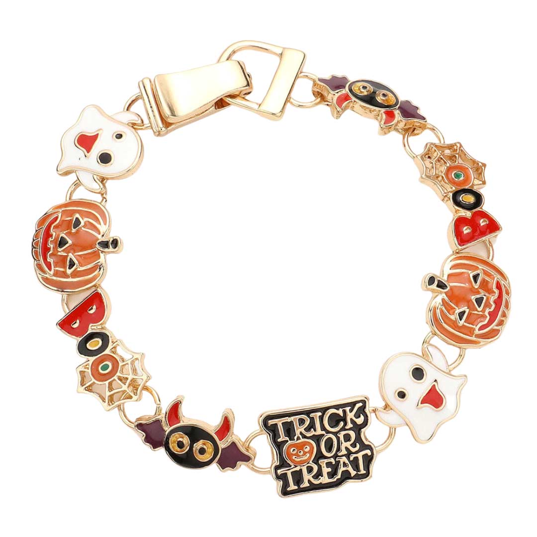 Boo Trick Or Treat Ghost Pumpkin Bat Link Magnetic Bracelet