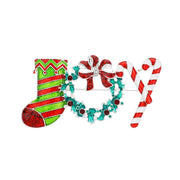Enamel Christmas Socks Wretch Cane Pin Brooch