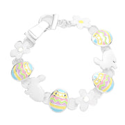 Enamel Metal Bunny Egg Flower Link Magnetic Bracelet