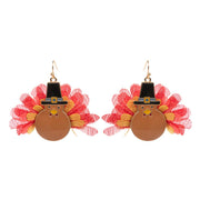 Enamel Thanksgiving Turkey Dangle Earrings