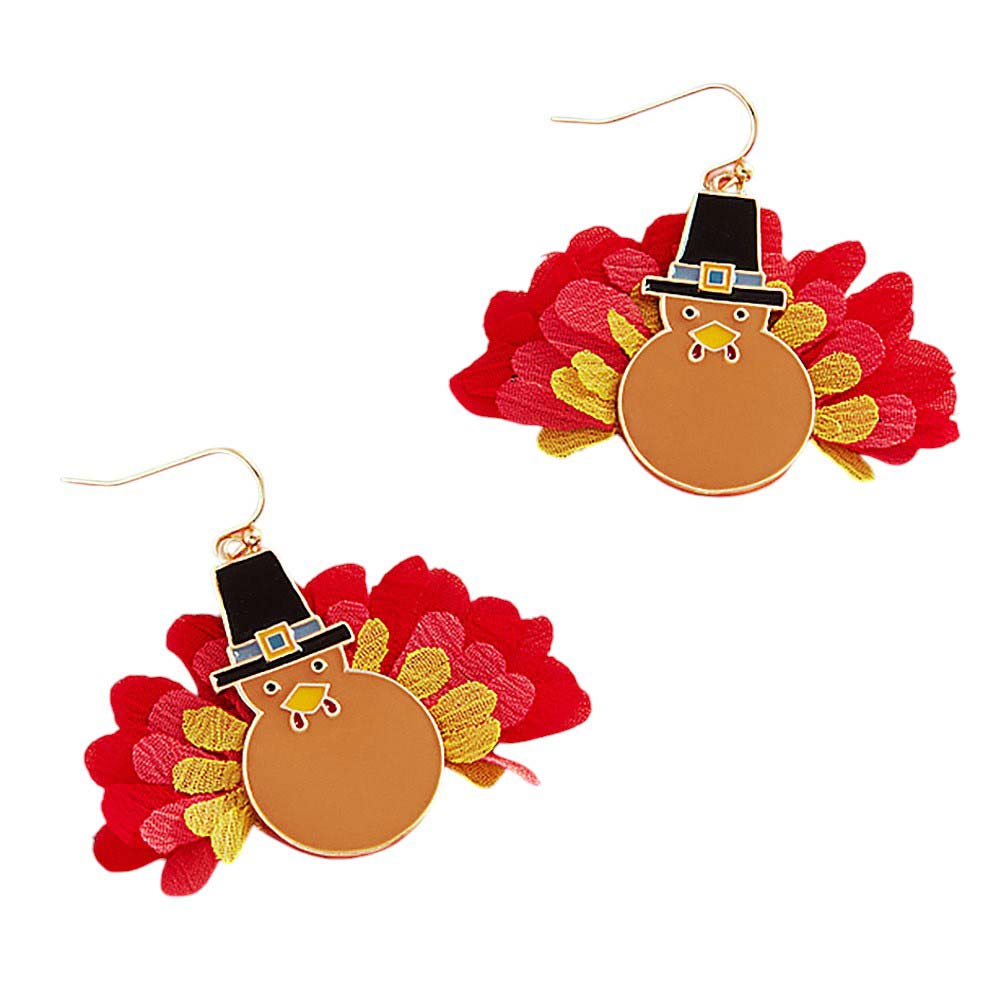 Enamel Thanksgiving Turkey Dangle Earrings
