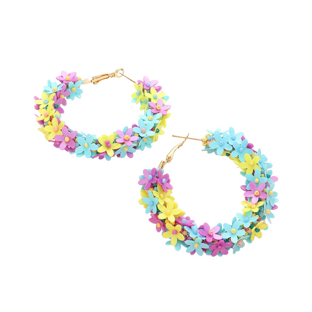 Flower Cluster Hoop Earrings