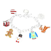 Gingerbreadman Snowman Rudolph Charm Toggle Bracelet