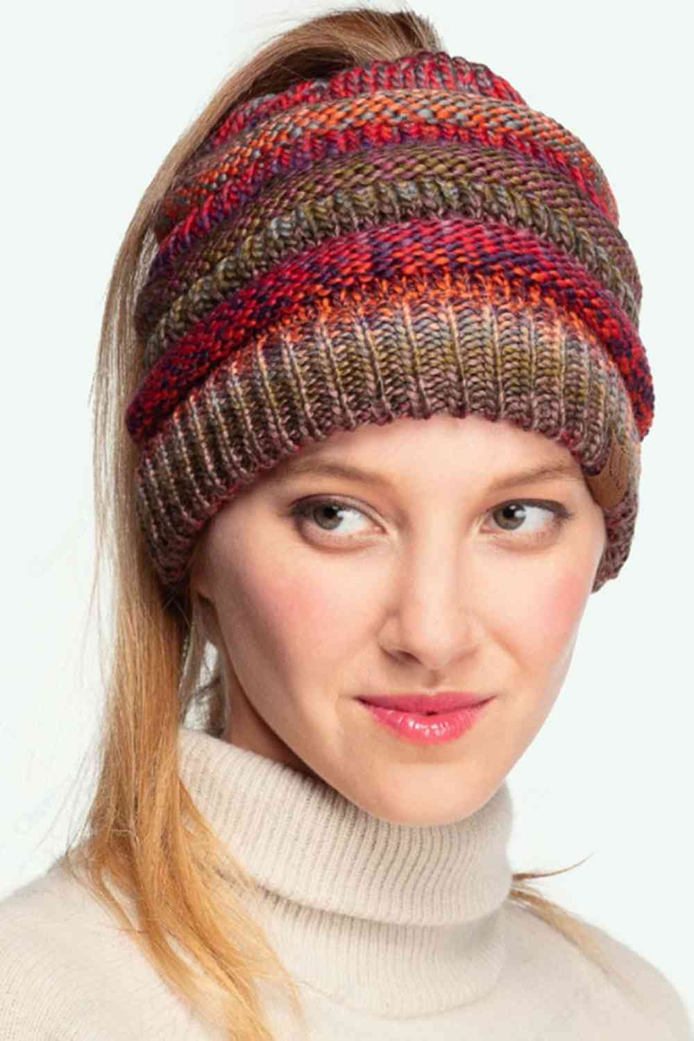 Women's Multi Color Cable Knit Beanie