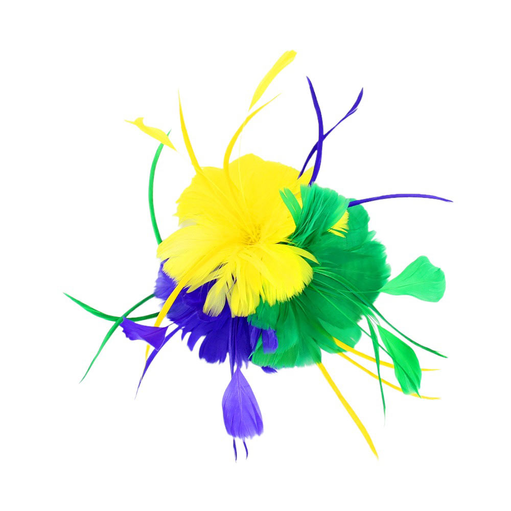 Mardi Gras Feather Mesh Flower Fascinator Headband