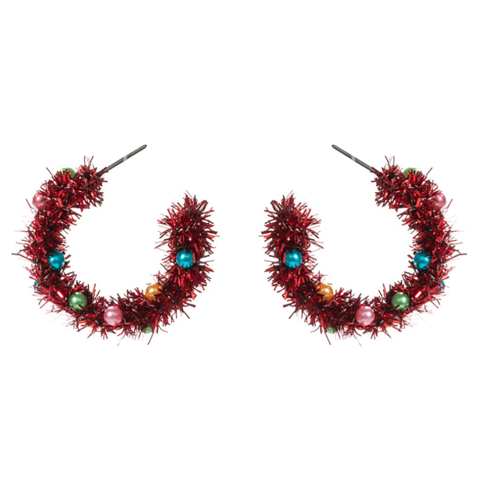 Christmas Tinsel Hoop Earrings