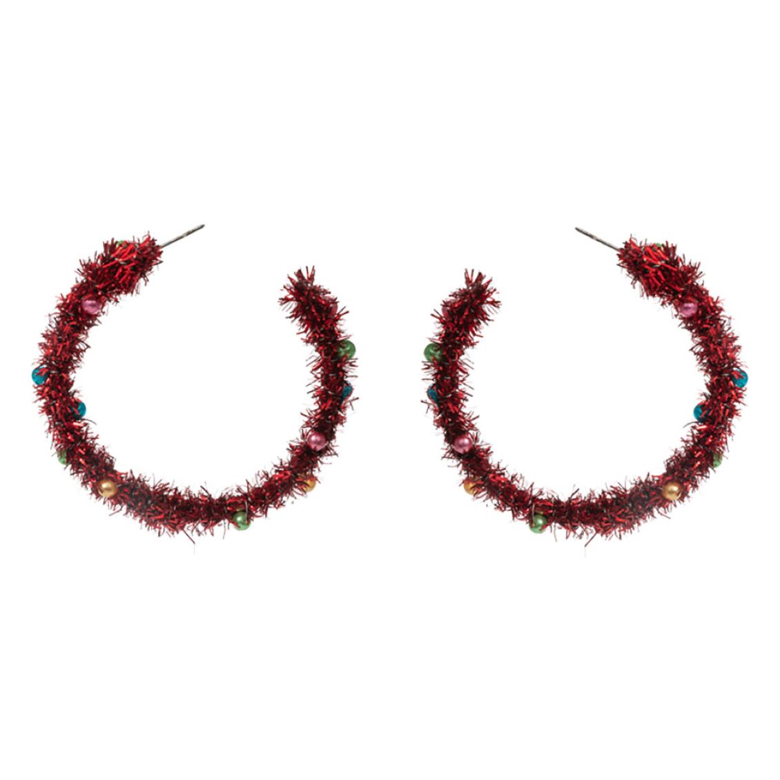 Christmas Tinsel Hoop Earrings