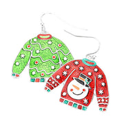 Enamel Christmas Sweater Dangle Earrings