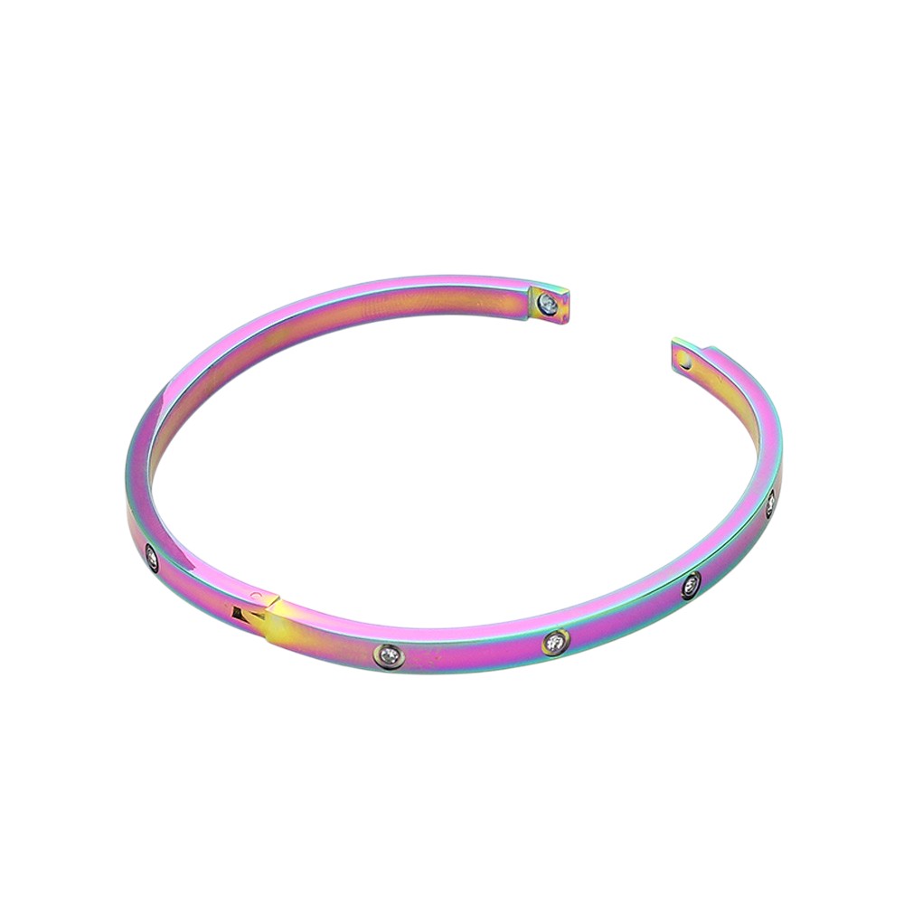 Stainless Steel Crystal Embellished Bangle Evening Bracelet