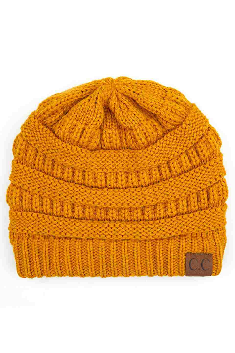 C.C Women's Ribbed Knit Solid Color Beanie