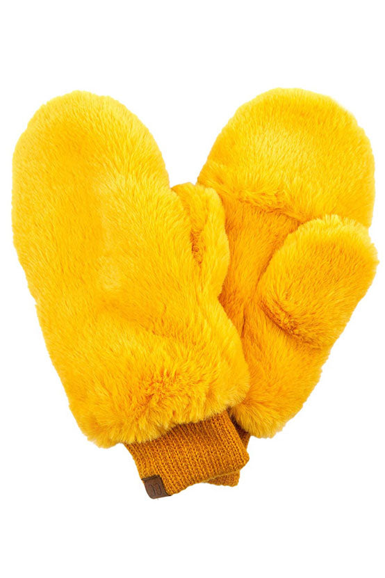 C.C Women's Faux Fur Pop Top Mittens Gloves Shepherd Lining