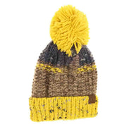 Fuzzy Lined Flecked Multi Color Pom C.C Beanie