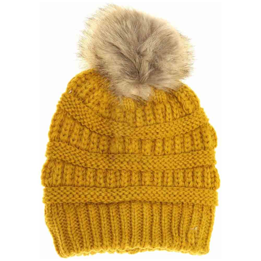 Kids Fur Pom C.C Beanie