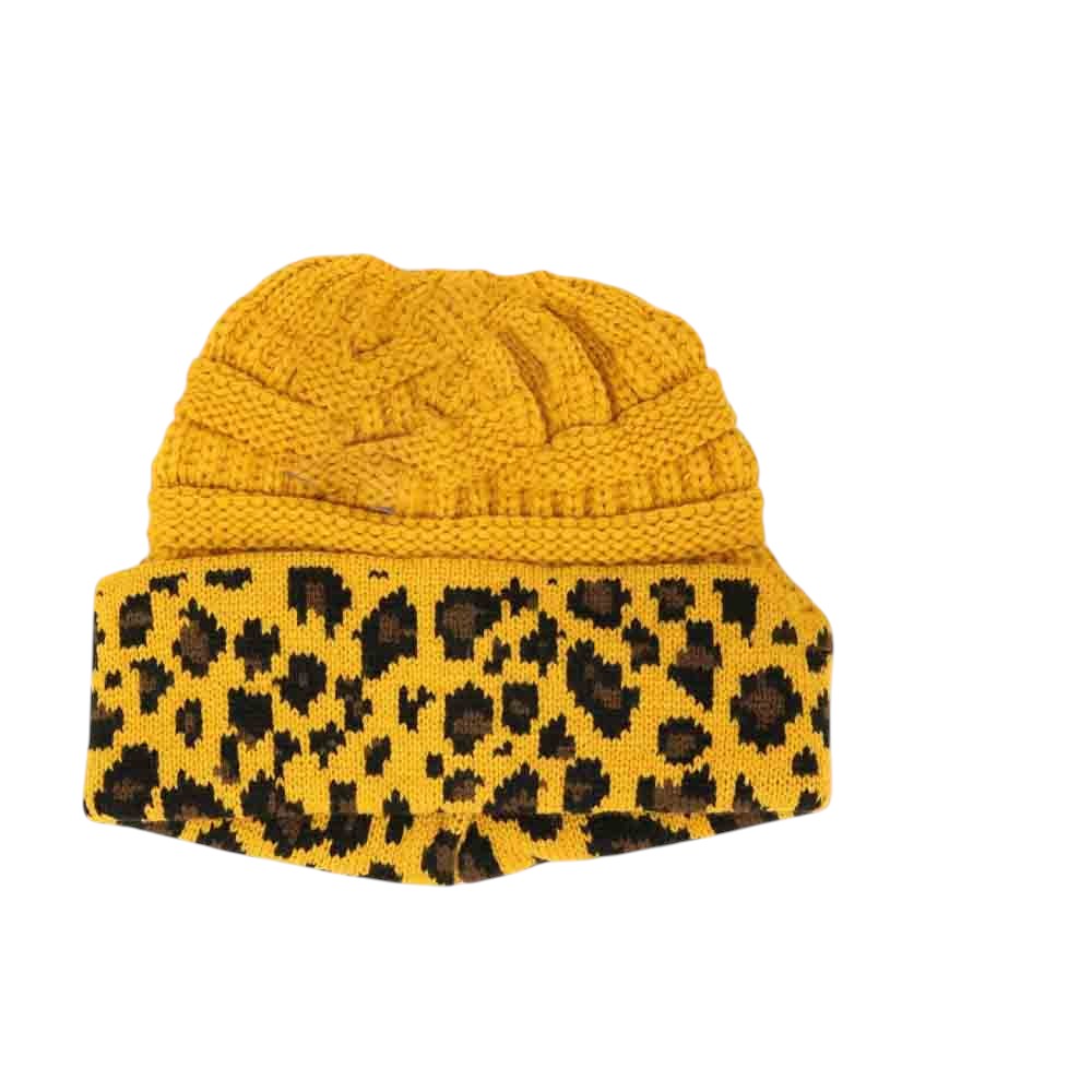 Matching Cuff Leopard Print C.C Beanie Tail