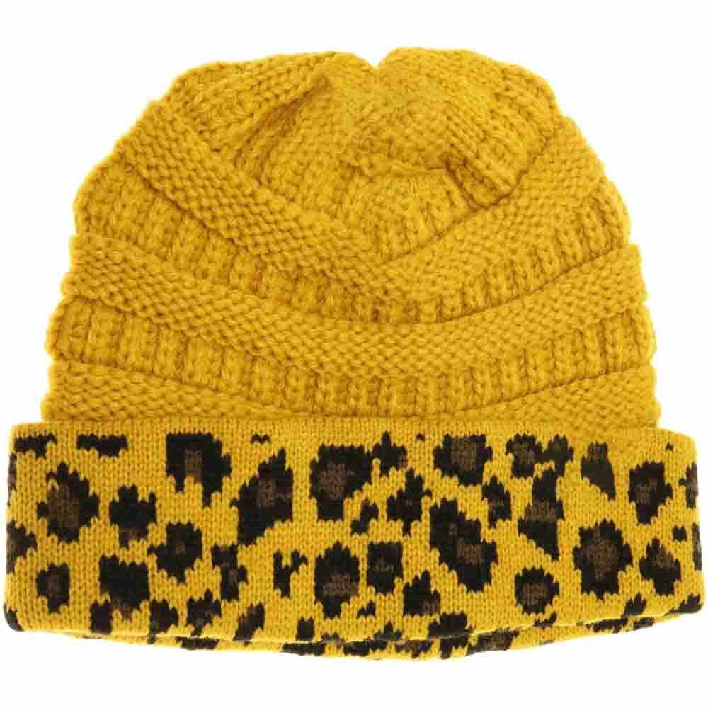 Matching Cuff Leopard Print C.C Beanie
