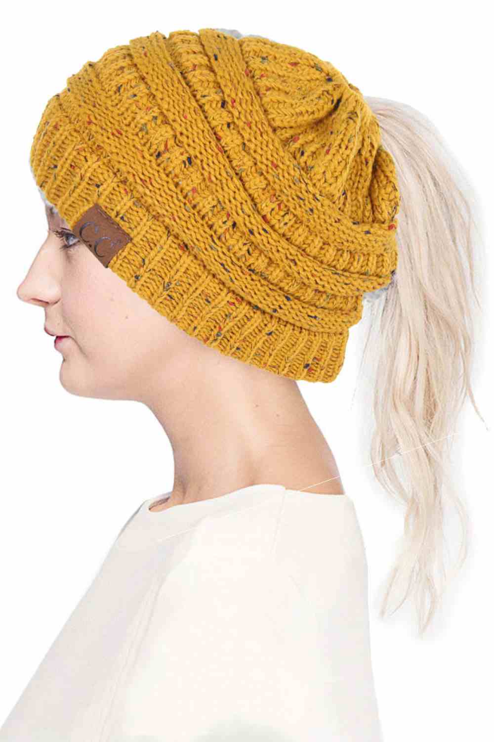 C.C Confetti Ponytail Messy Bun Beanie