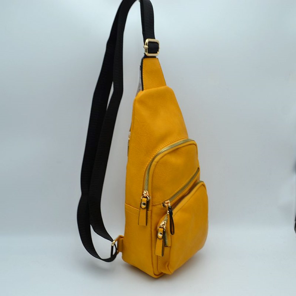 Multi-Zipper Crossbody Sling Bag with Adjustable Strap