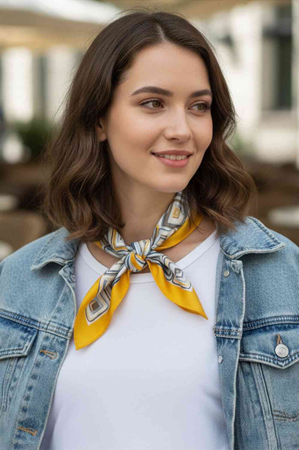 Modern Abstract Square Pattern Print Bandana Scarf