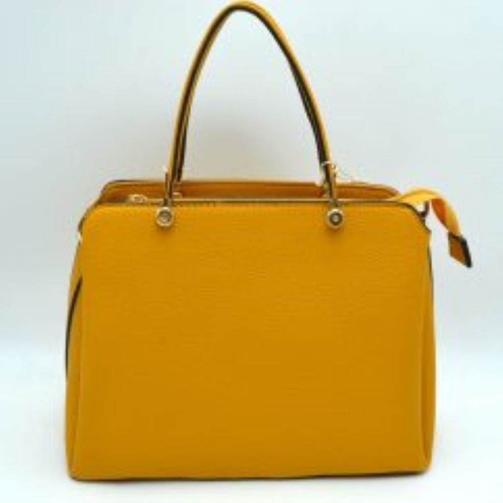 Structured Top Handle Handbag with Zipper Closures