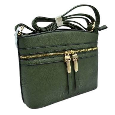 Zipper Detail Women's Crossbody Soft Faux Leather Bag