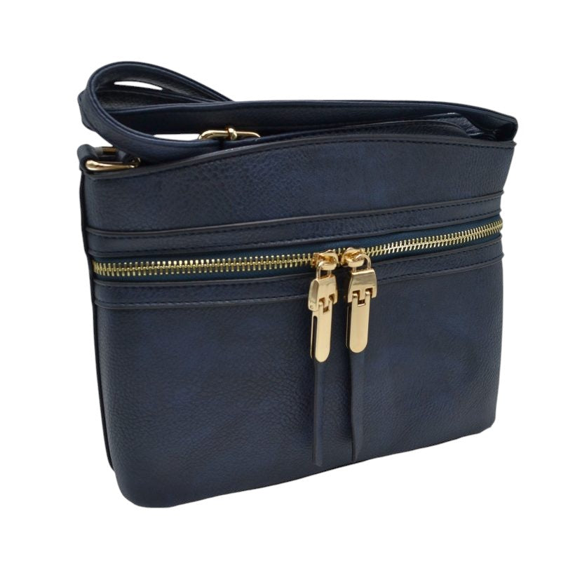 Zipper Detail Women's Crossbody Soft Faux Leather Bag