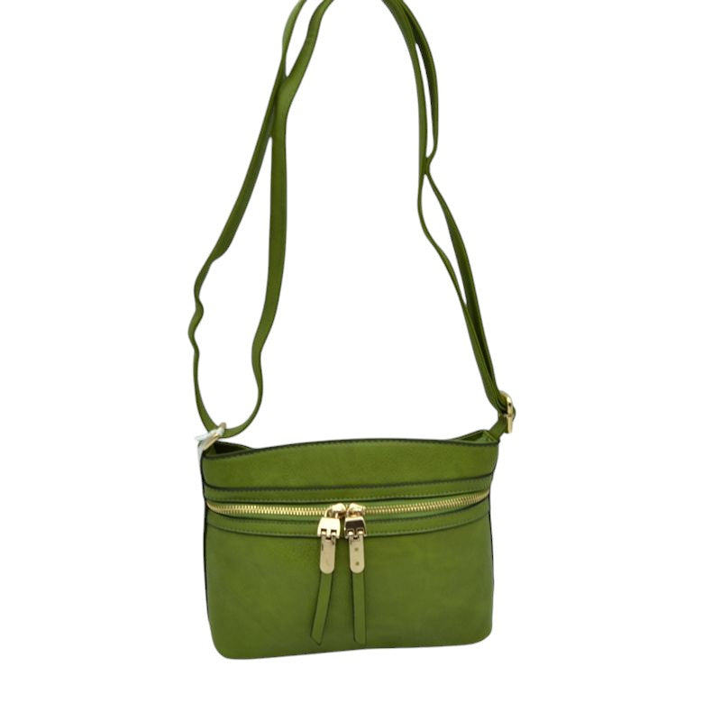 Zipper Detail Women's Crossbody Soft Faux Leather Bag