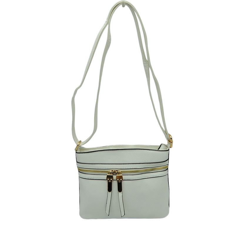 Zipper Detail Women's Crossbody Soft Faux Leather Bag