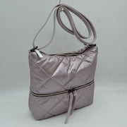 Quilted Crossbody Shoulder Bag with Front Zip Pocket and Adjustable Strap
