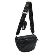 Chevron Strap Puffer Sling Bag | Crossbody Bag with Coin Pouch