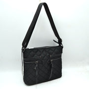 Classic Quilted Nylon Crossbody Bag with Multi-Zipper Pockets
