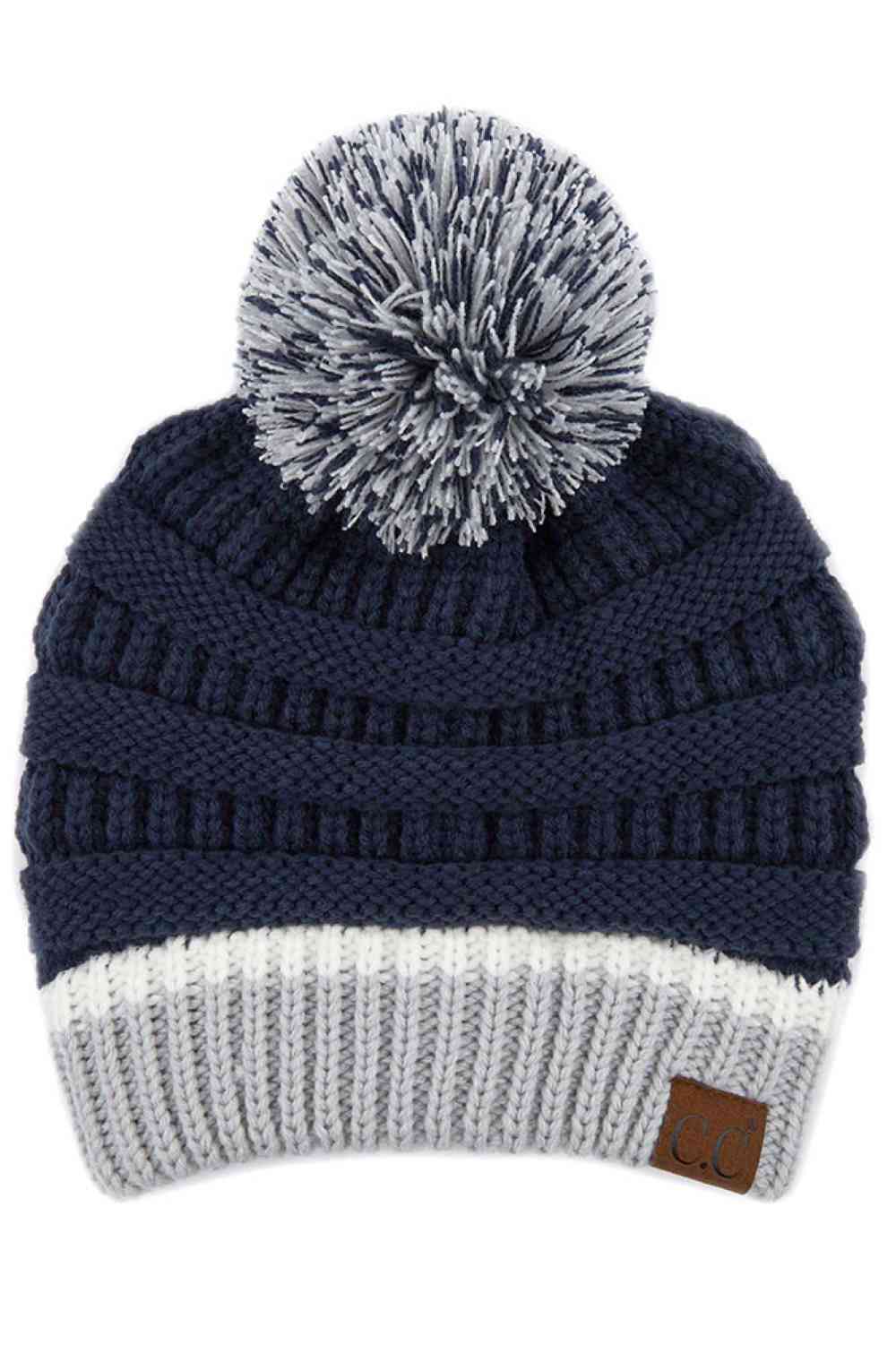 C.C Teal Color Ribbed Beanie With Pom