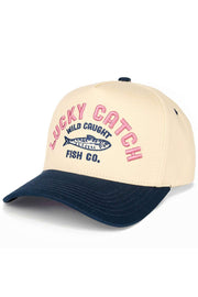 C.C LUCKY CATCH Embroidered Letter on Two Tone Trucker Hat