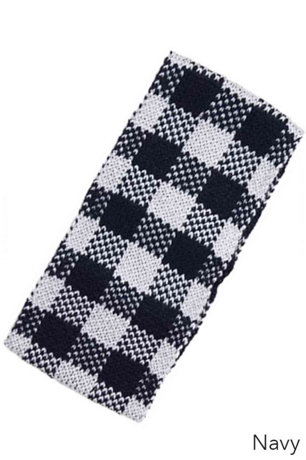 Checked pattern knit headband