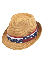 C.C Women's American Flag Trim Band Fedora Hat 4th of July