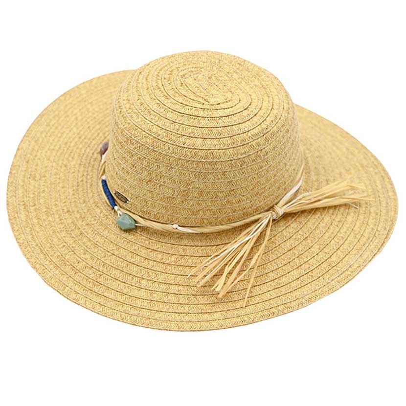 C.C Wide Brim Stone Trim Band Sun Hat